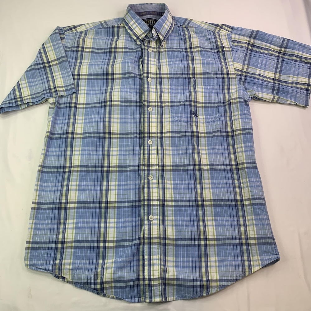 Wrangler 20X Twenty X Mens Western Rodeo Short Sleeve Plaid Shirt- Size Large